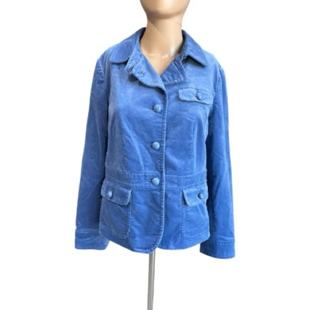 Talbots Button Up Blazer Jacket Mid Length Blue Size 10P - Picture 2 of 7